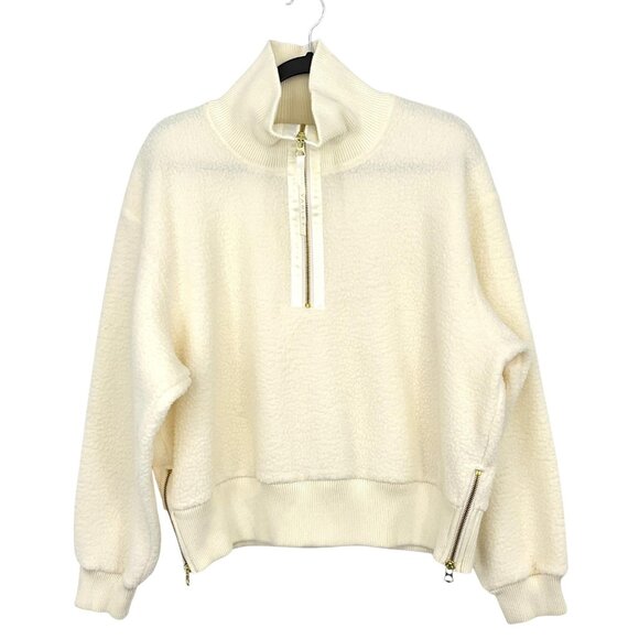 Varley Tops - Varley Roselle Sweatshirt Womens Large White Fleece Half Zip Mock Neck Pullover